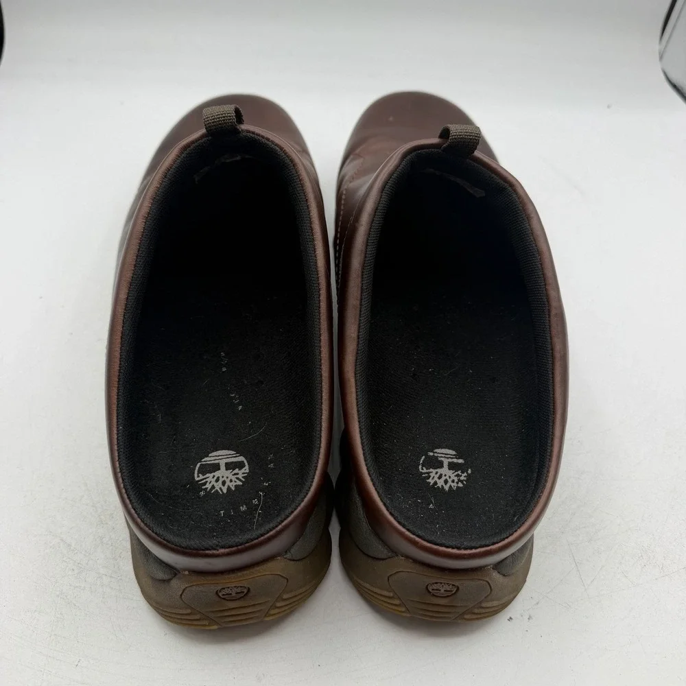 Timberland Clogs Mens Sz 11.5 M Brown Leather Slip On Mules Shoes Backless 77086